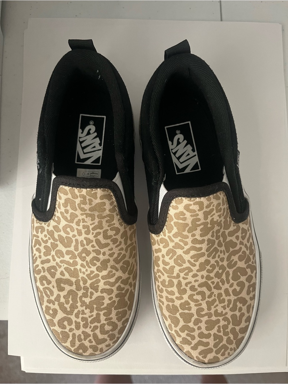 Vans Kids Classic Slip-On Asher Leopard Print - Tan/Black